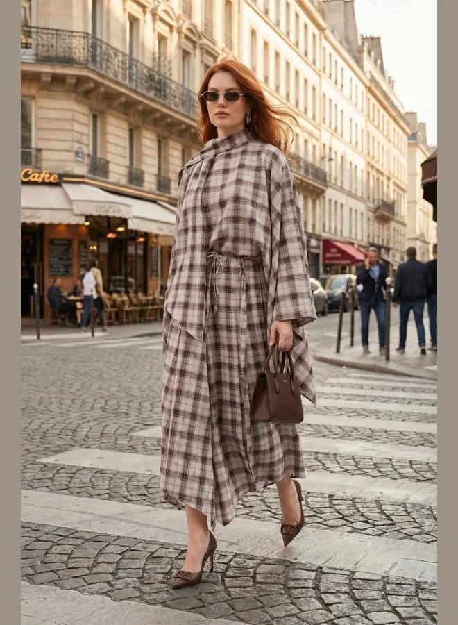 ليلا Lela Cotton Relaxed Fit Asymmetrical Plaid Midi Skirt Women's SKIRT 6921284